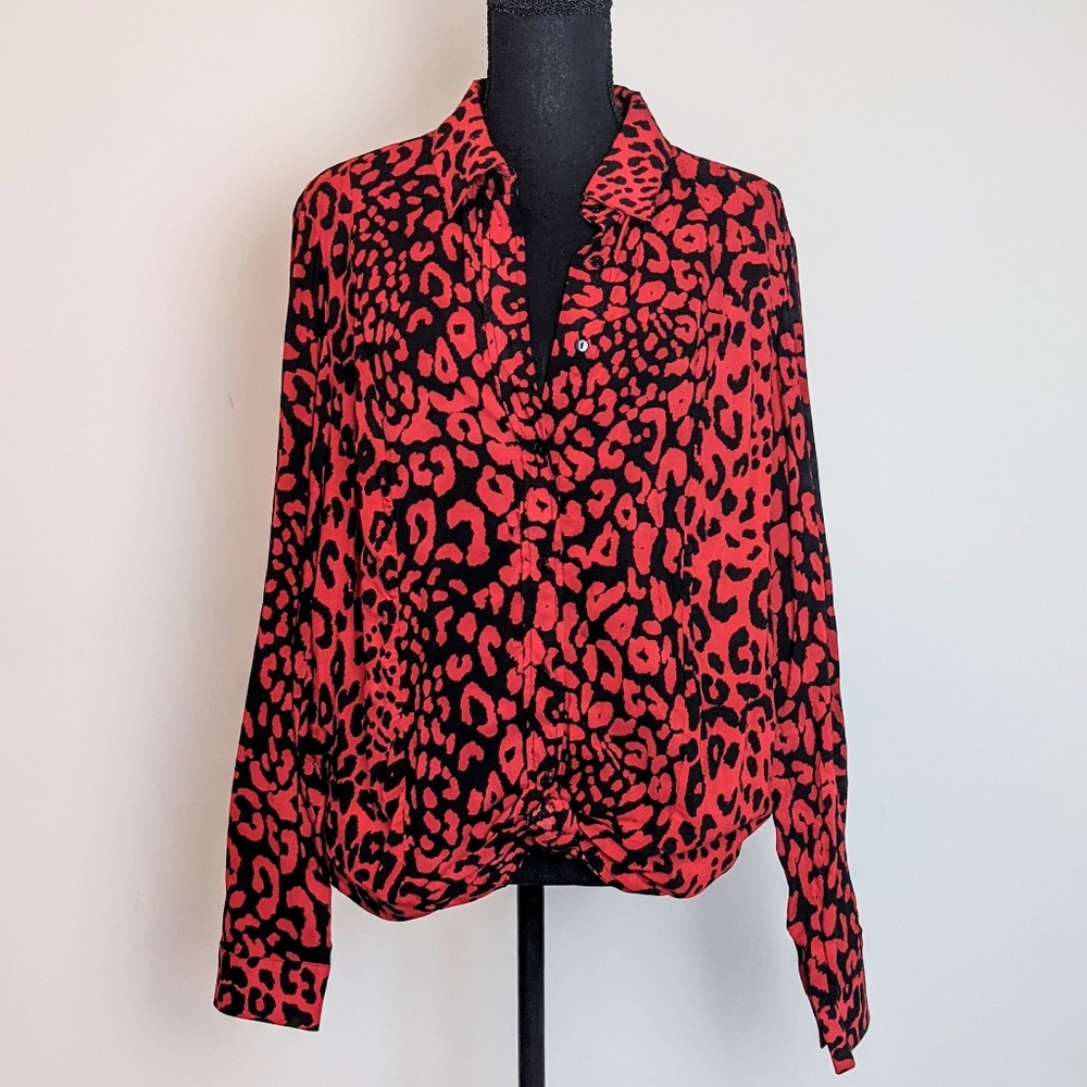Black/Red Animal Print Blouse